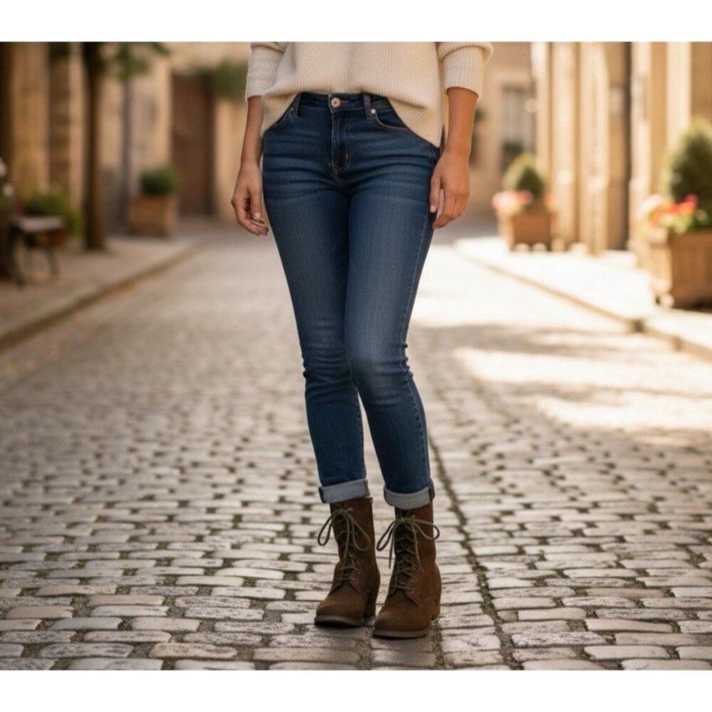 Skechers SKCH+3 Dark Brown Leather Wedge Combat Boots Style 48537‎ Women’s 8.5